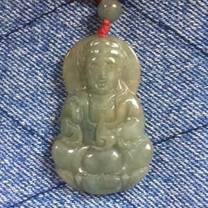 Real jade Buddha pendant necklace